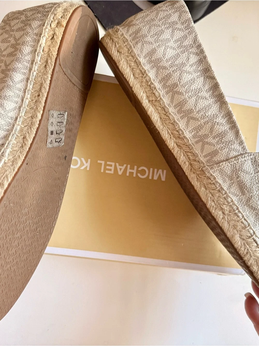 Michael Kors Neutral Beige Logo Espadrille Slip-Ons
